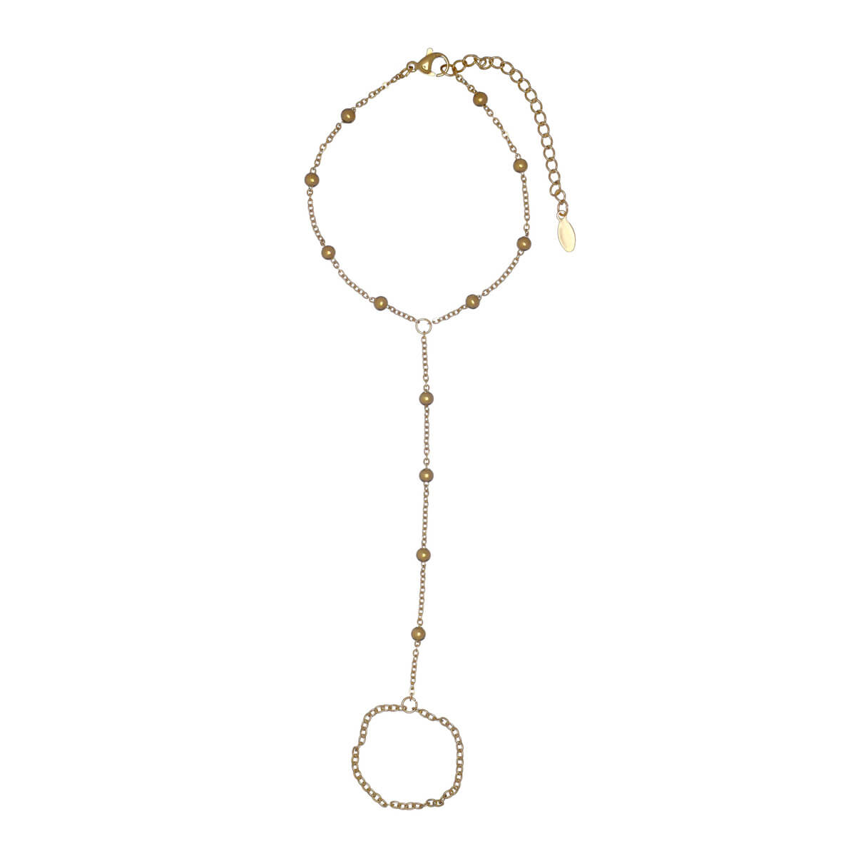 Pearl Hand Jewelry Ring Chain (18K Golden Steel)
