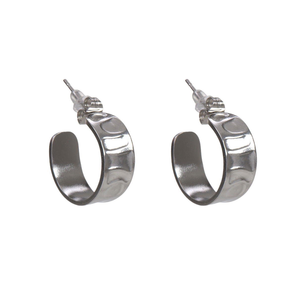 Textured steel earrings 0,8cm ø1,6cm