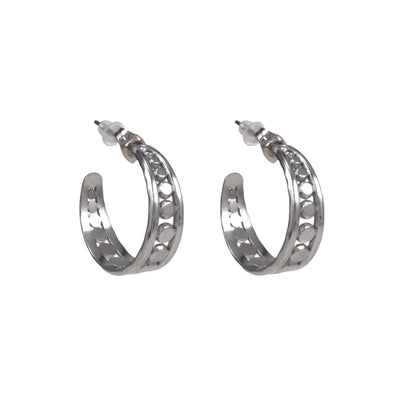Textured steel earrings ø2cm