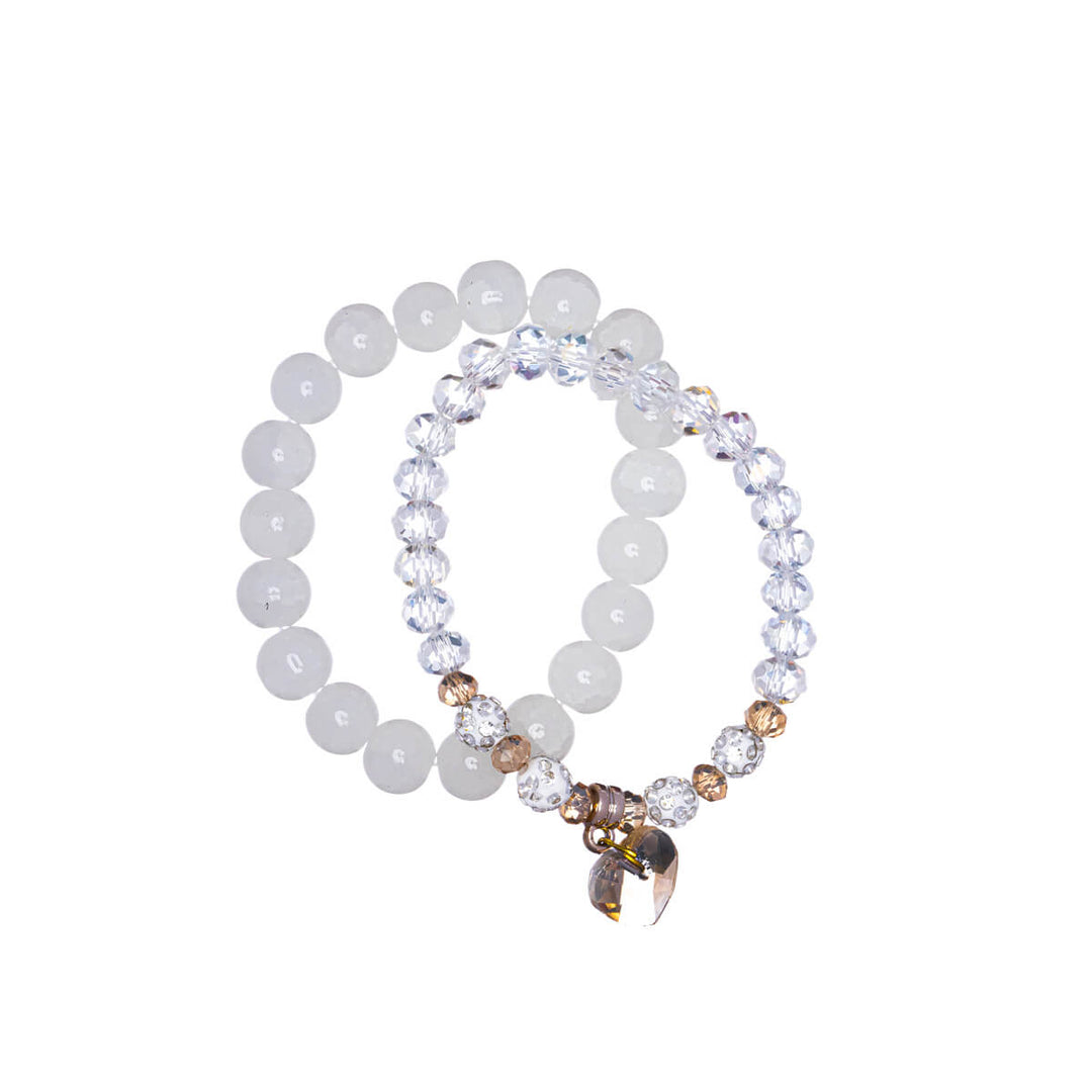 Elastisk glaspärlarmband med hjärta