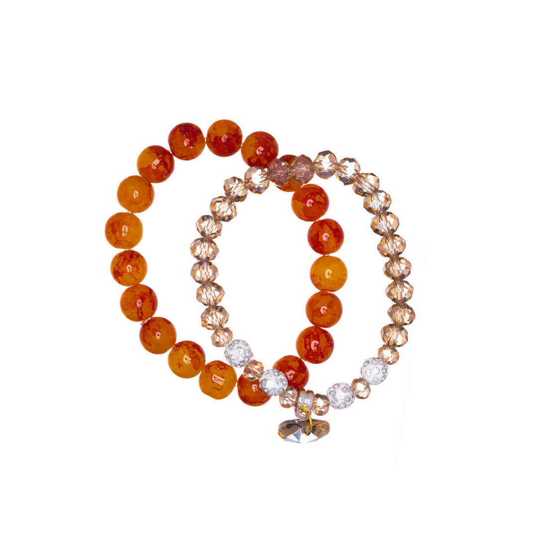 Elastisk glaspärlarmband med hjärta