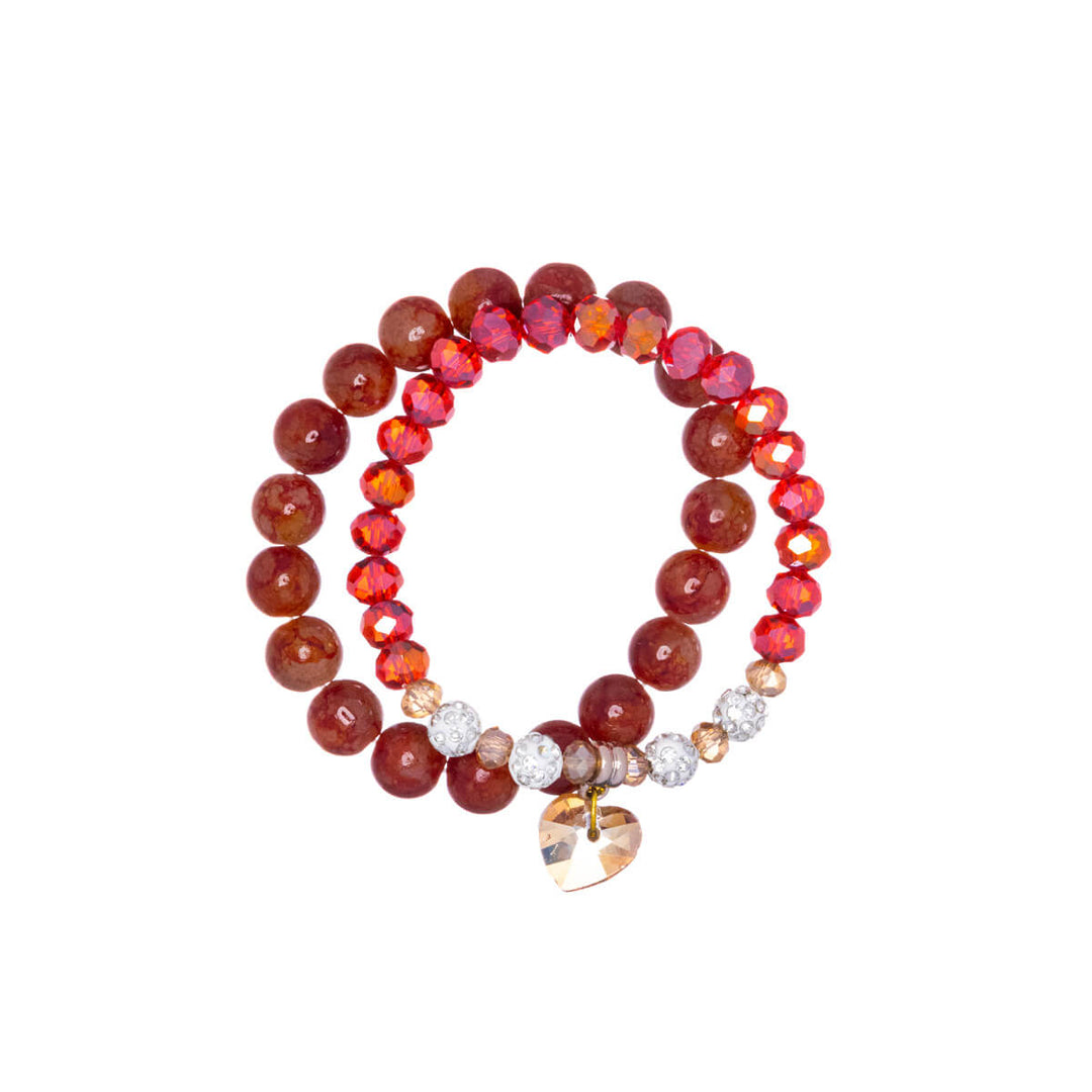 Elastisk glaspärlarmband med hjärta