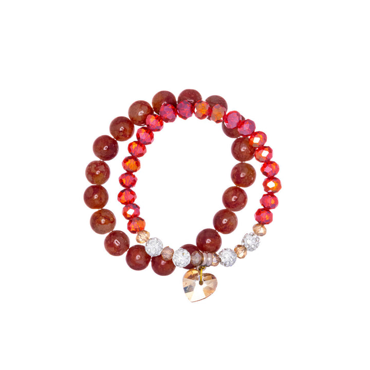 Elastisk glaspärlarmband med hjärta