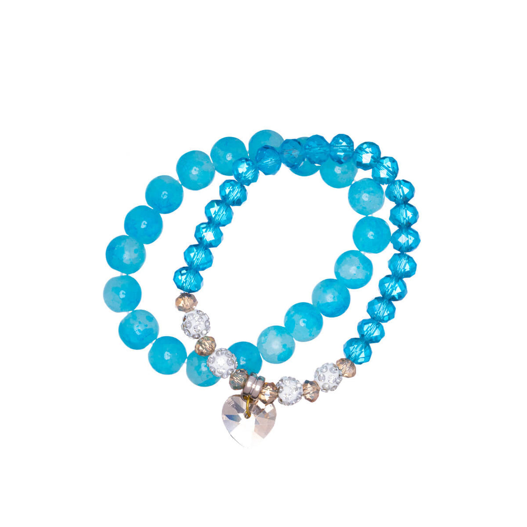 Elastisk glaspärlarmband med hjärta