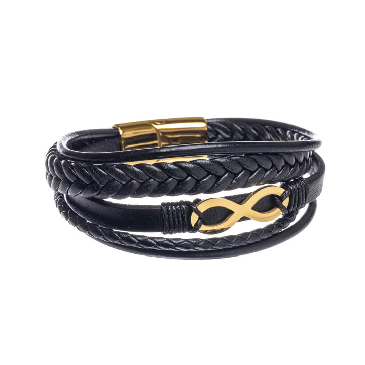 Five row leather bracelet with infinity decoration (Steel 316L)