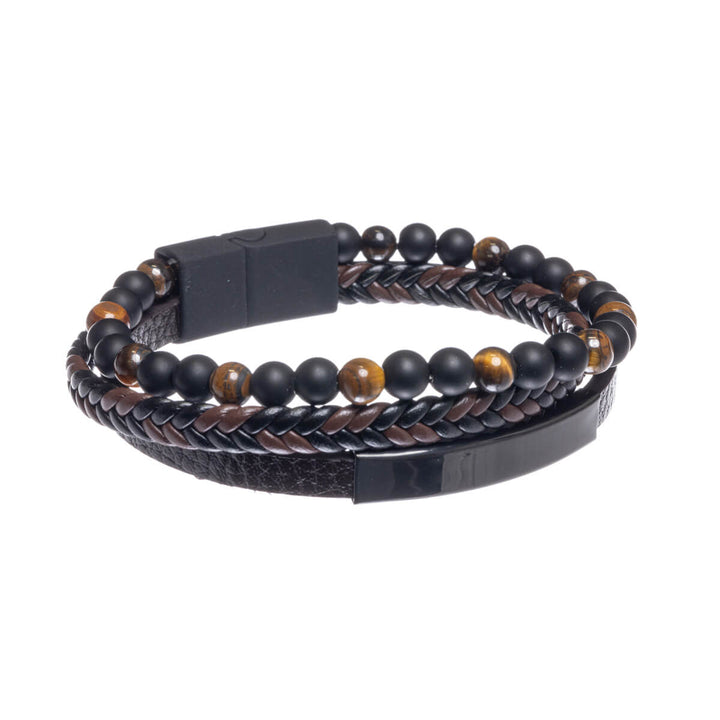 Three row bracelet with beads (Steel 316L)