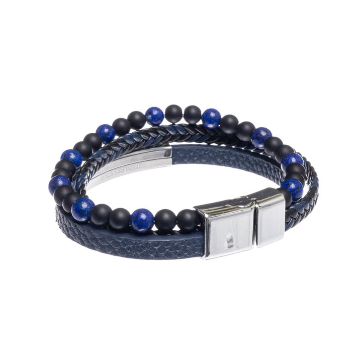 Three row bracelet with beads (Steel 316L)