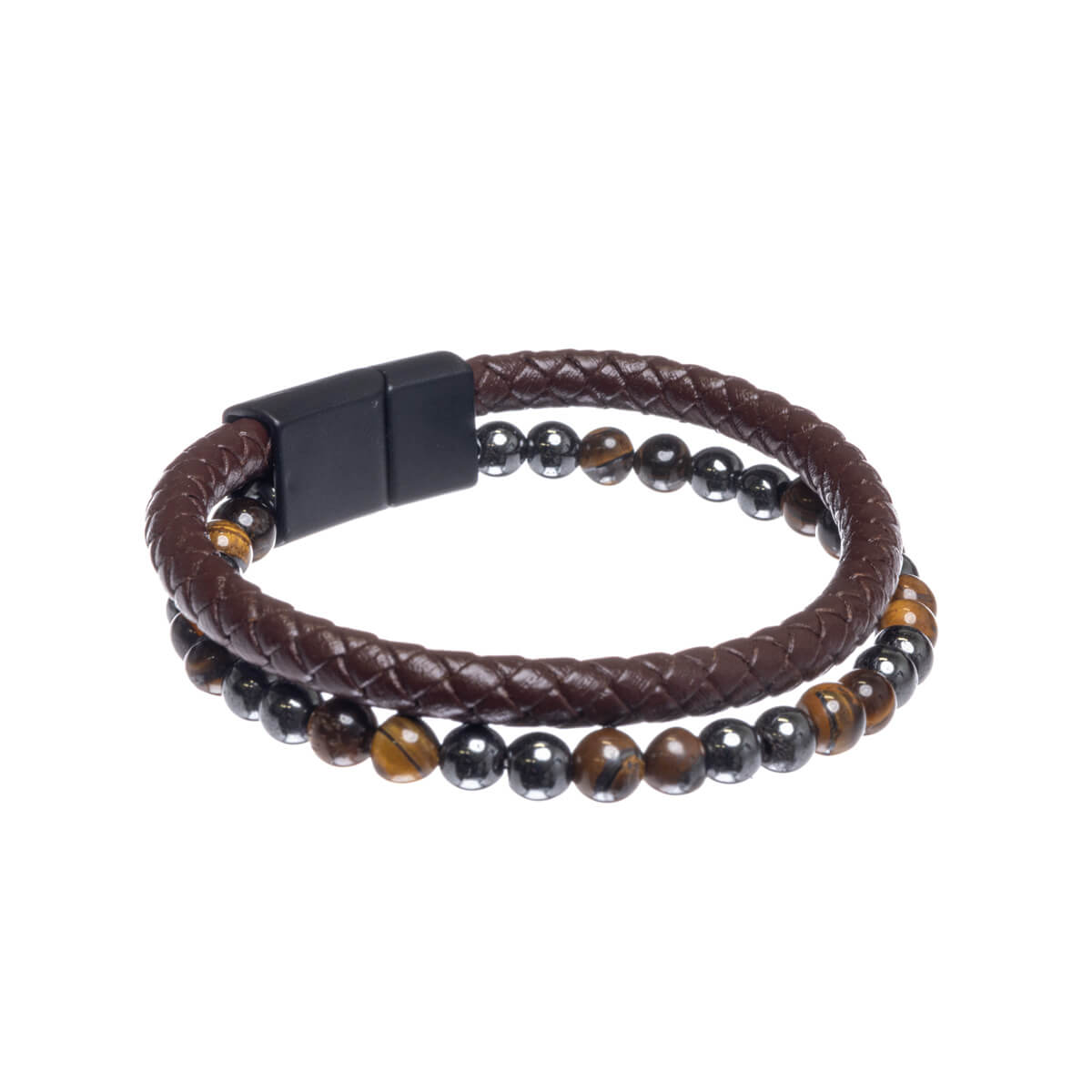Double row bracelet with beads (Steel 316L)