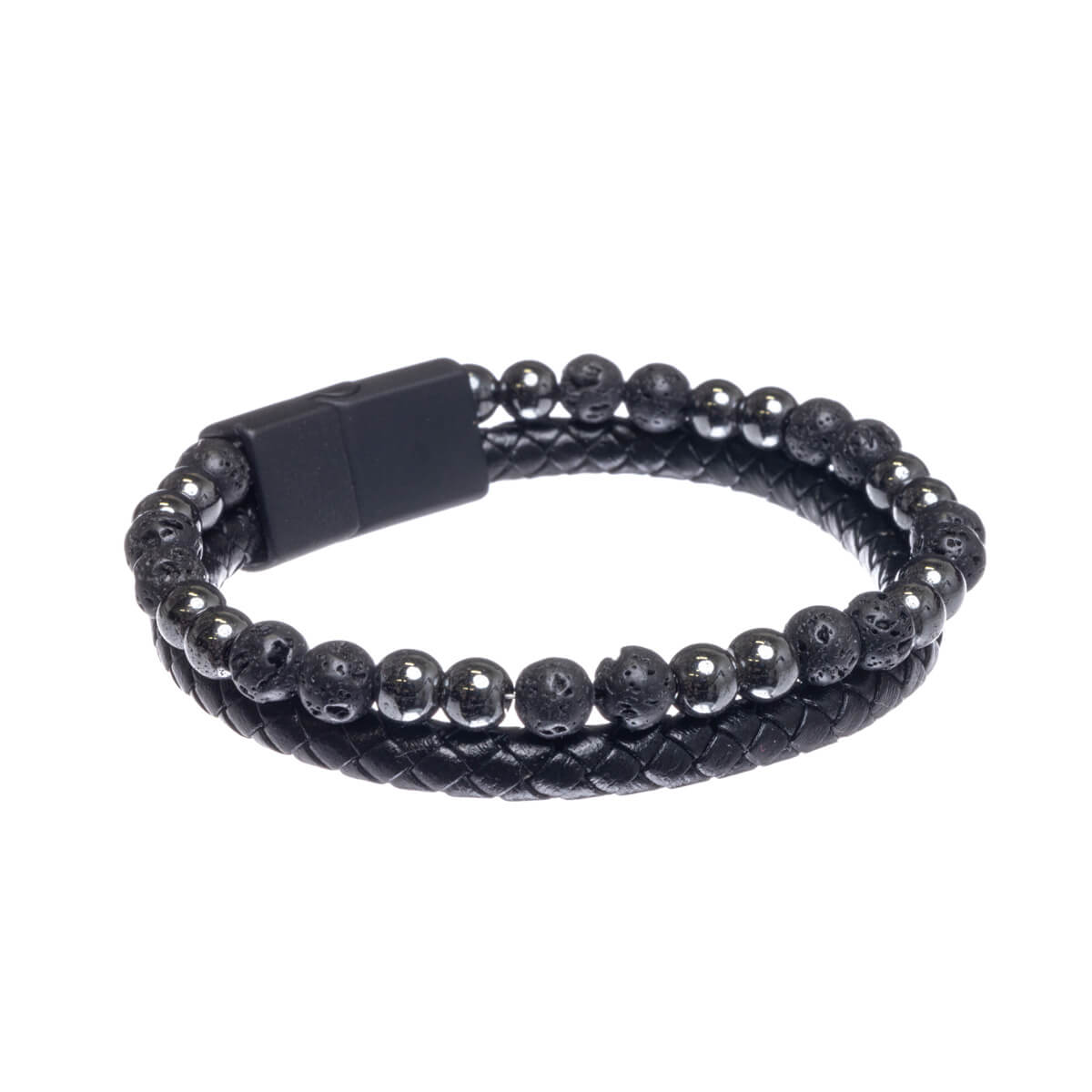 Double row bracelet with beads (Steel 316L)