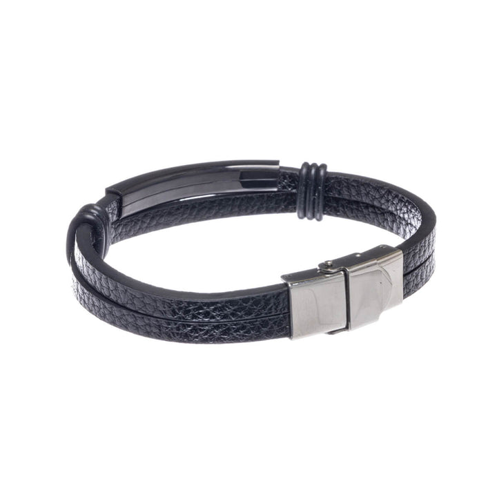 Tvåradigt armband i konstläder (stål 316L)