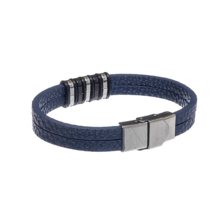 Tvåradigt armband i konstläder (stål 316L)