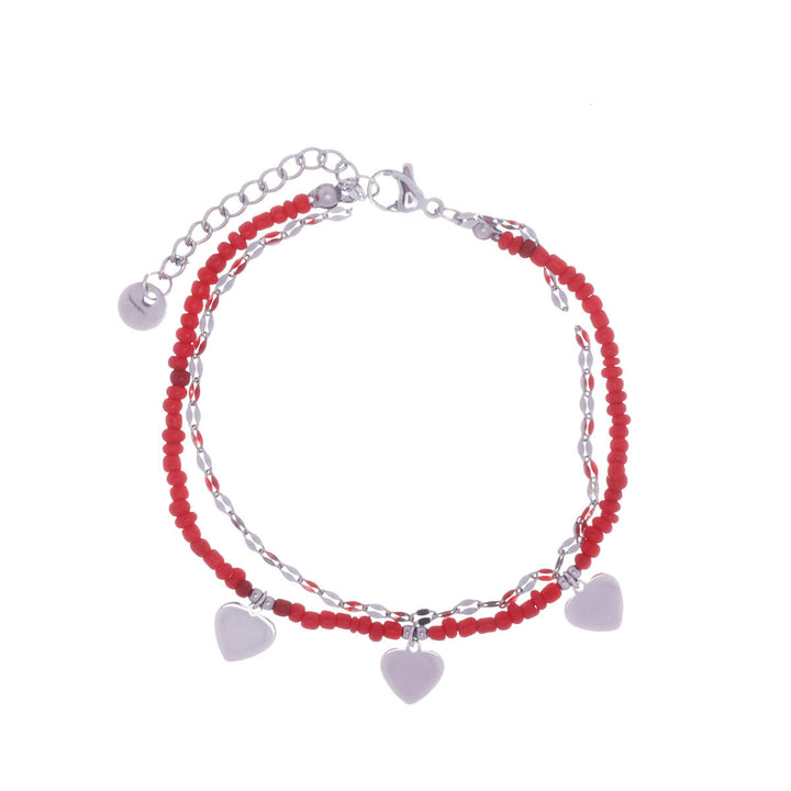 Steel heart bracelet with beads (steel 316L)