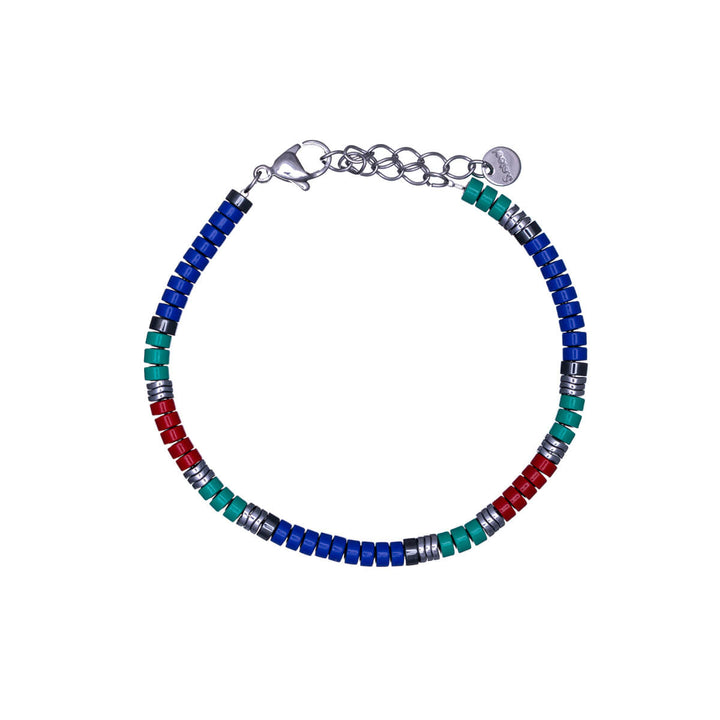 Coloured bead bracelet on steel chain (Steel 316L)