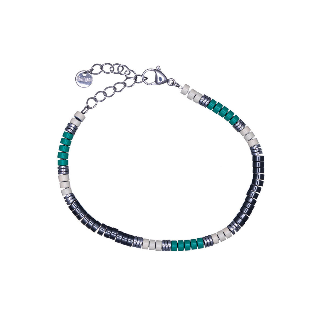 Coloured bead bracelet on steel chain (Steel 316L)