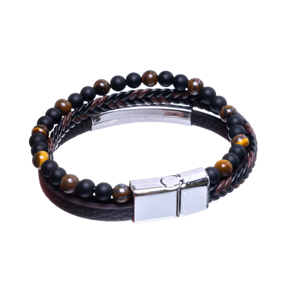 Three row bracelet with beads (Steel 316L)