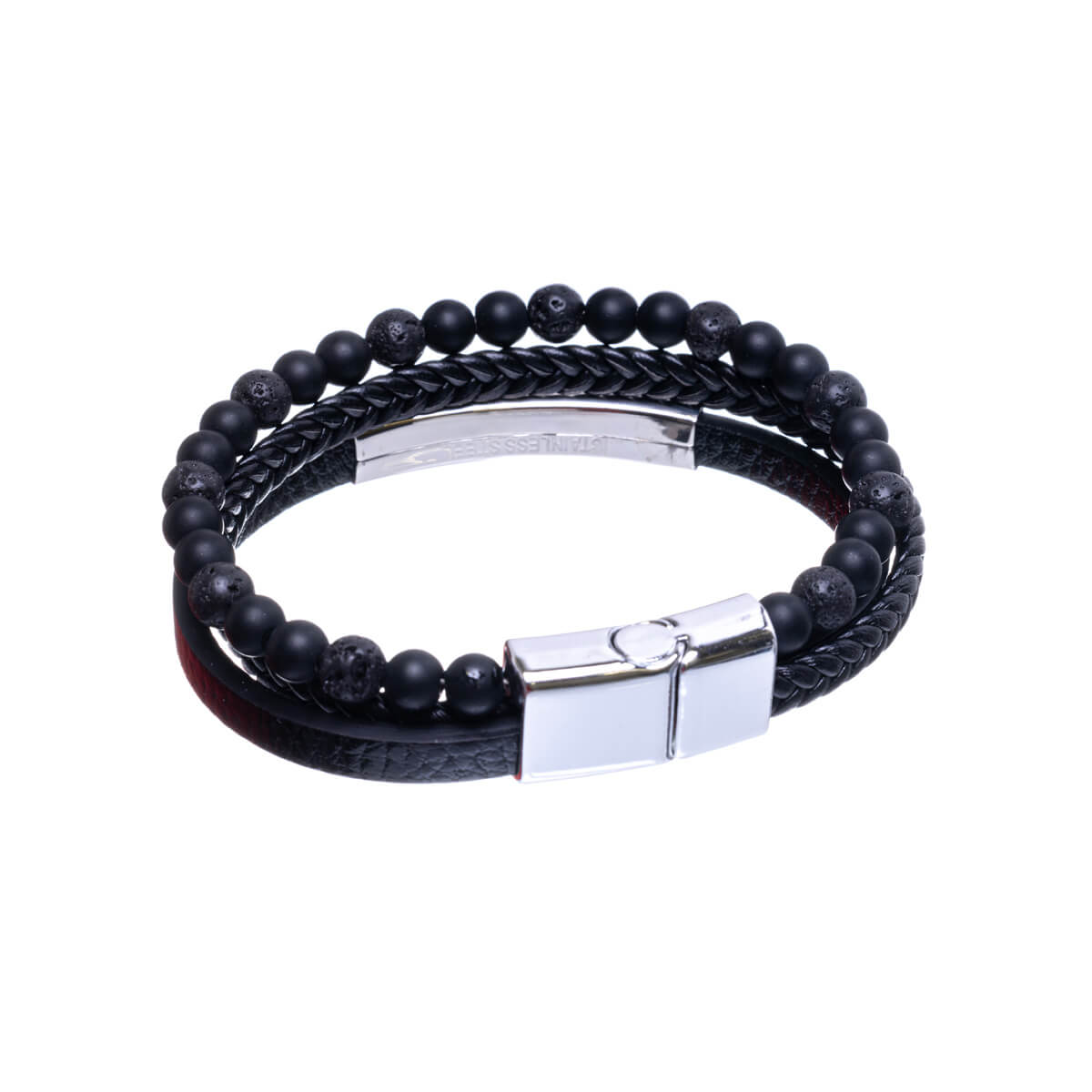 Three row bracelet with beads (Steel 316L)