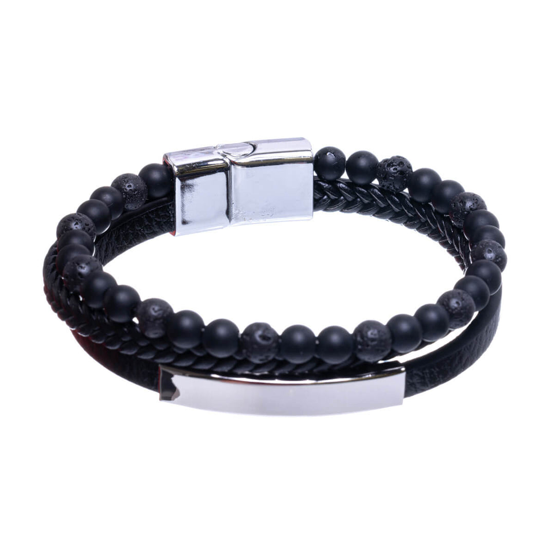 Three row bracelet with beads (Steel 316L)