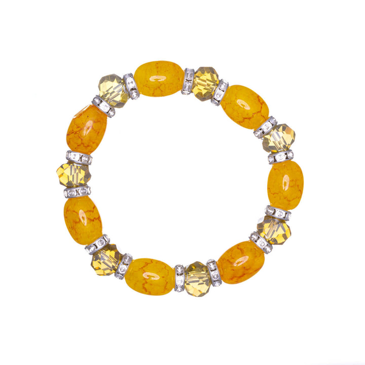 Elastic bracelet with stones and beveled glass stones