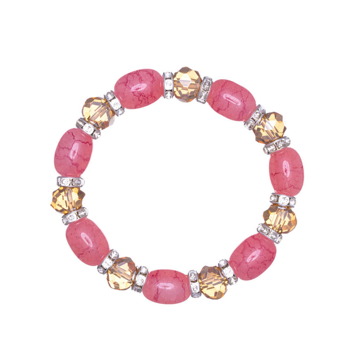 Elastic bracelet with stones and beveled glass stones