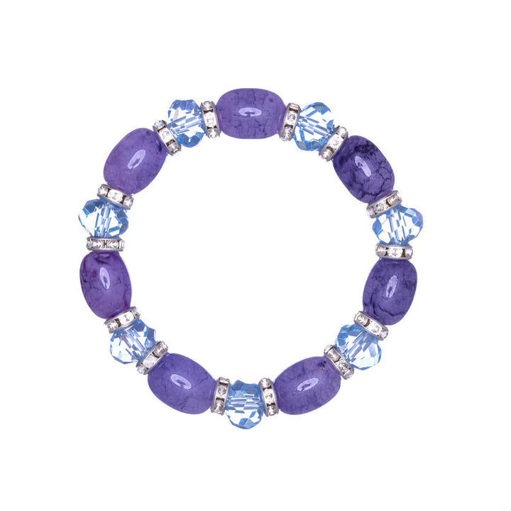 Elastic bracelet with stones and beveled glass stones