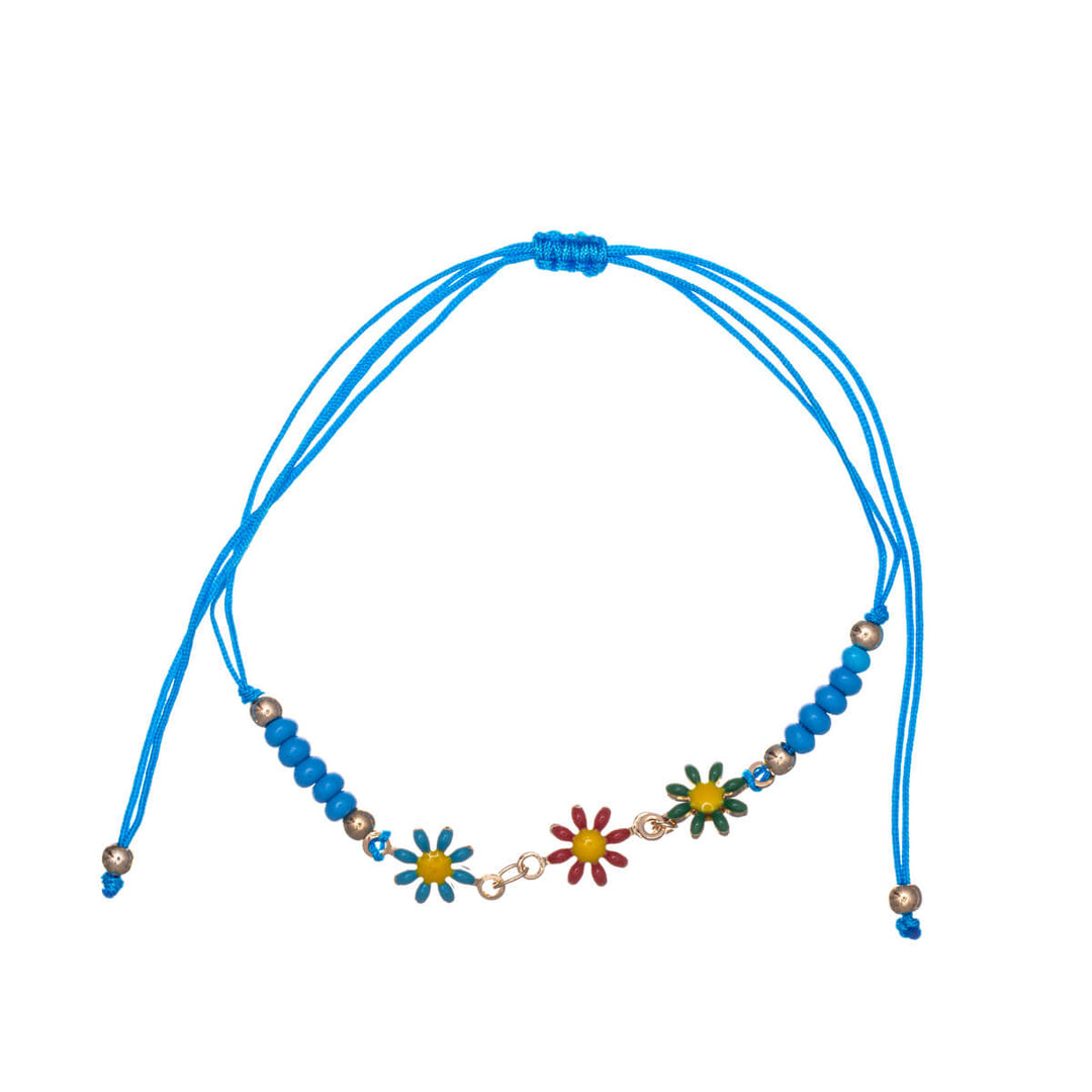 Adjustable daisy bracelet with beads