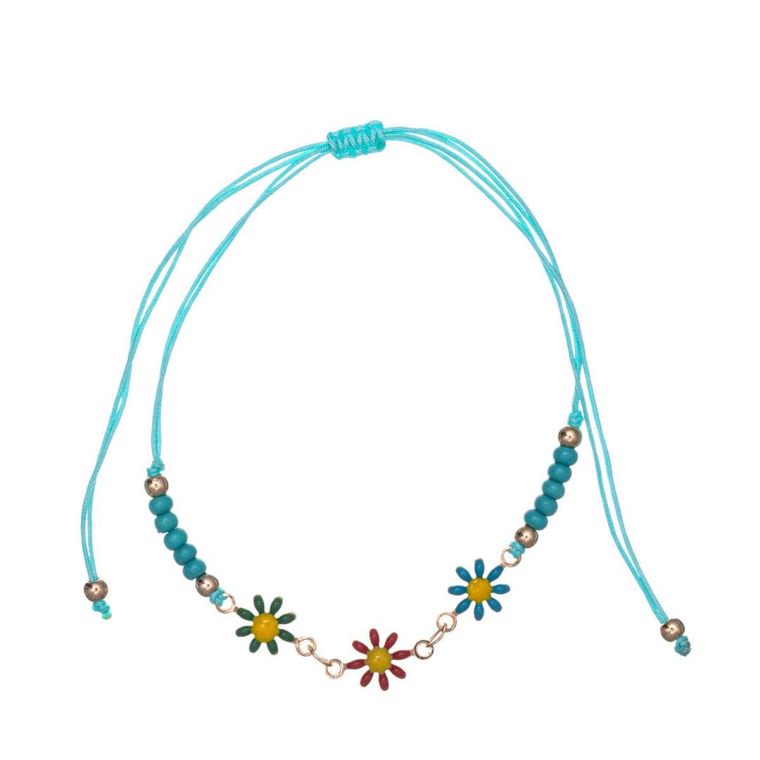 Adjustable daisy bracelet with beads