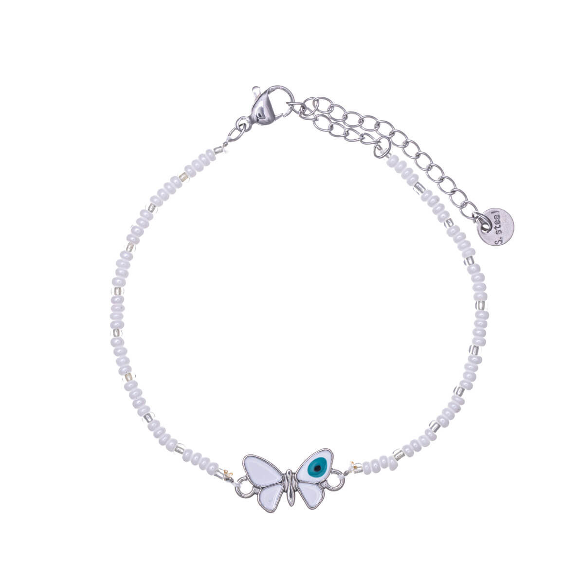 Colourful bead bracelet butterfly (Steel 316L)