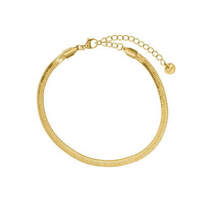 Flat snake chain bracelet 4mm 19,5cm +5cm (Steel 316L)