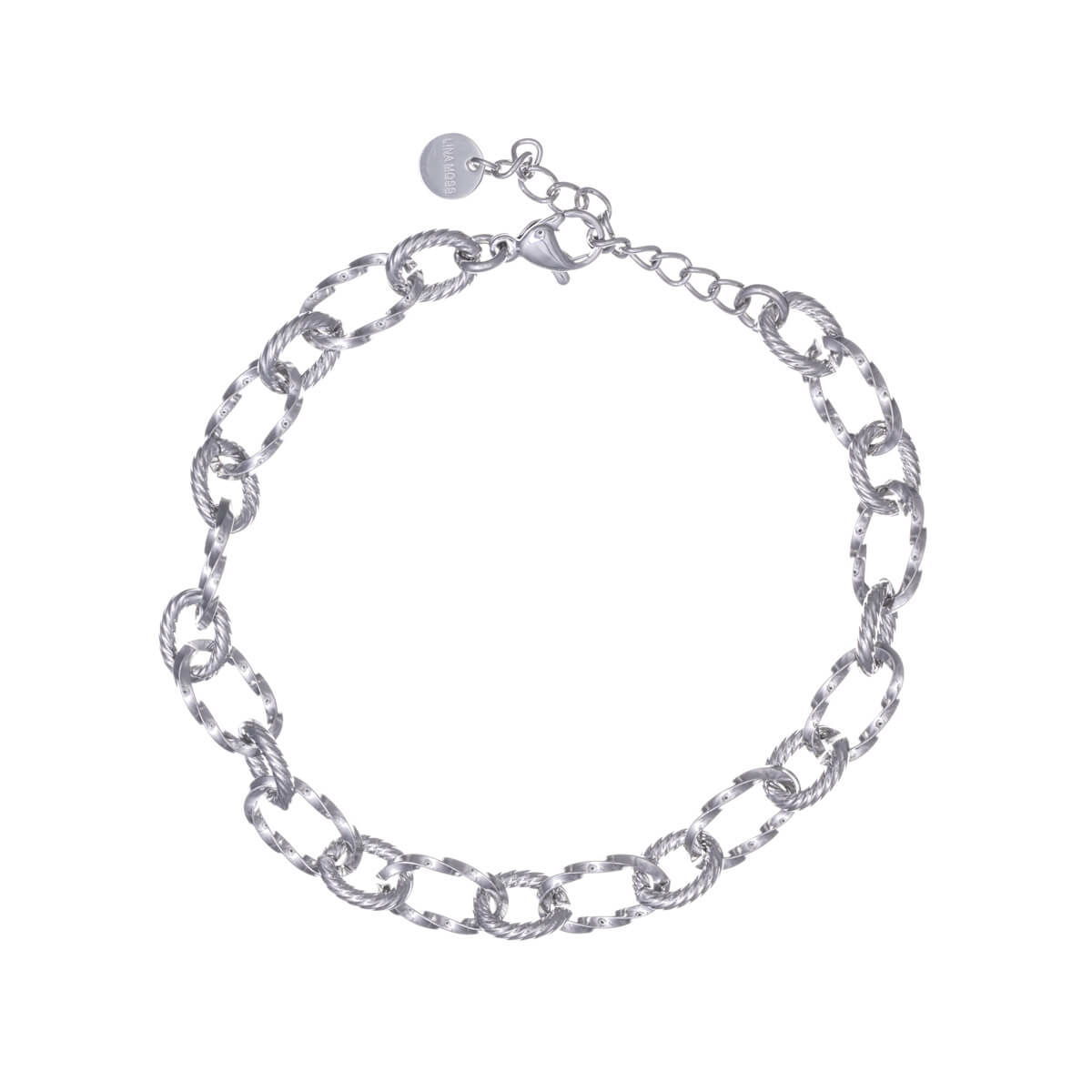Chain bracelet with oval links 17,5cm +3cm (Steel 316L)