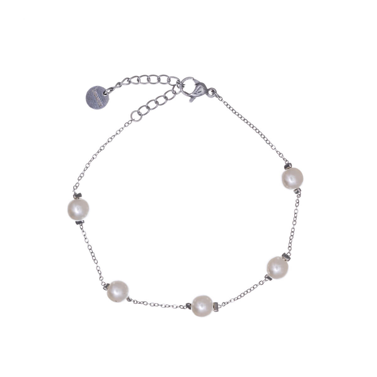 Pearl bracelet chain bracelet 16,5cm +3cm (Steel 316L)
