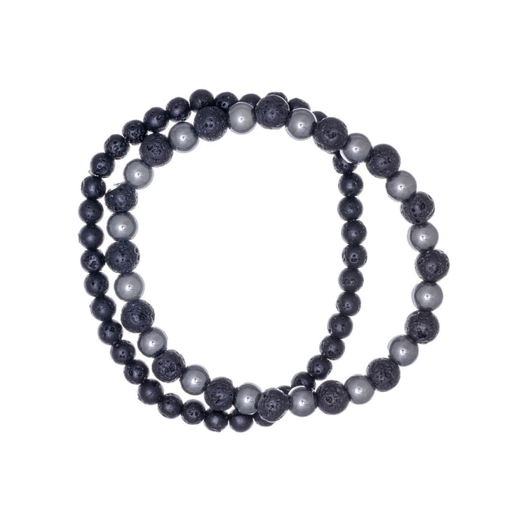 Lava stone bracelet elastic bracelet 2pcs