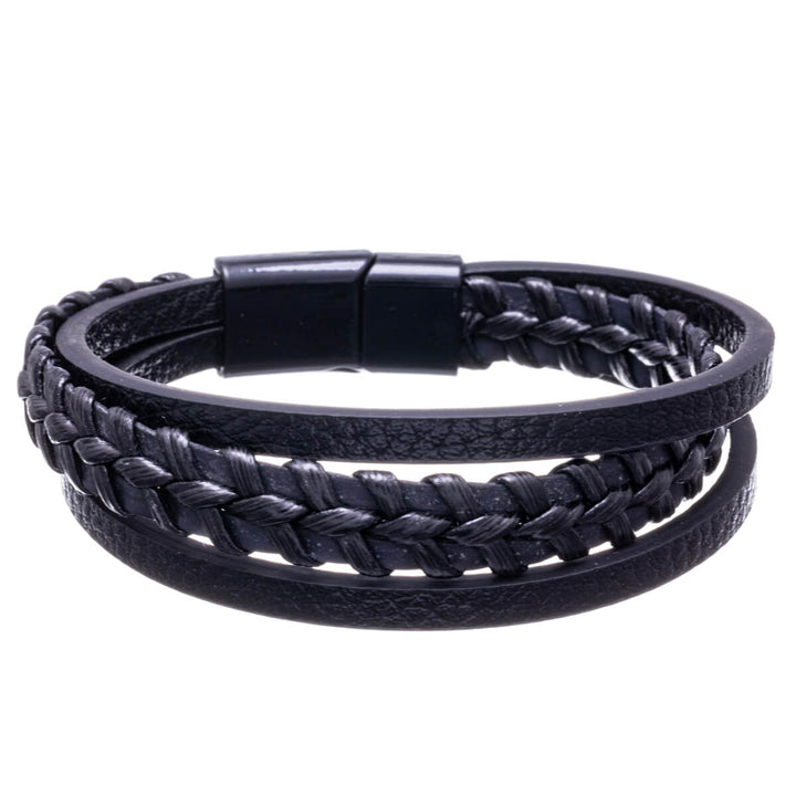 Three row leather bracelet 21cm