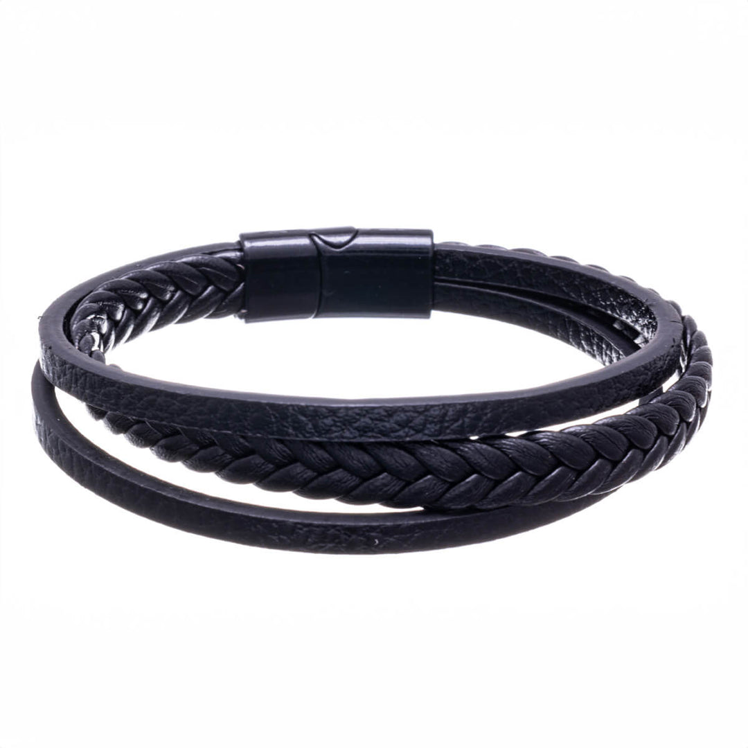 Three row leather bracelet 21cm