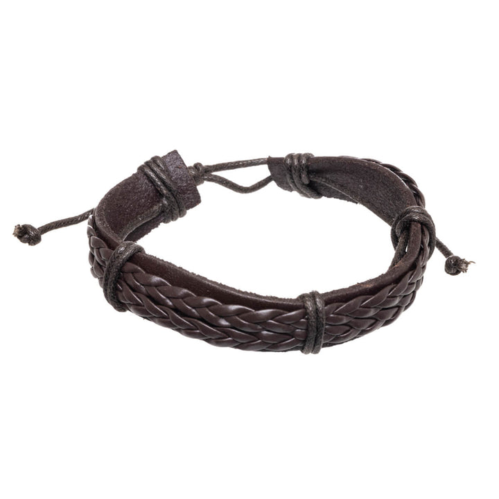 Justerbart armband i konstläder med flätor 1 st