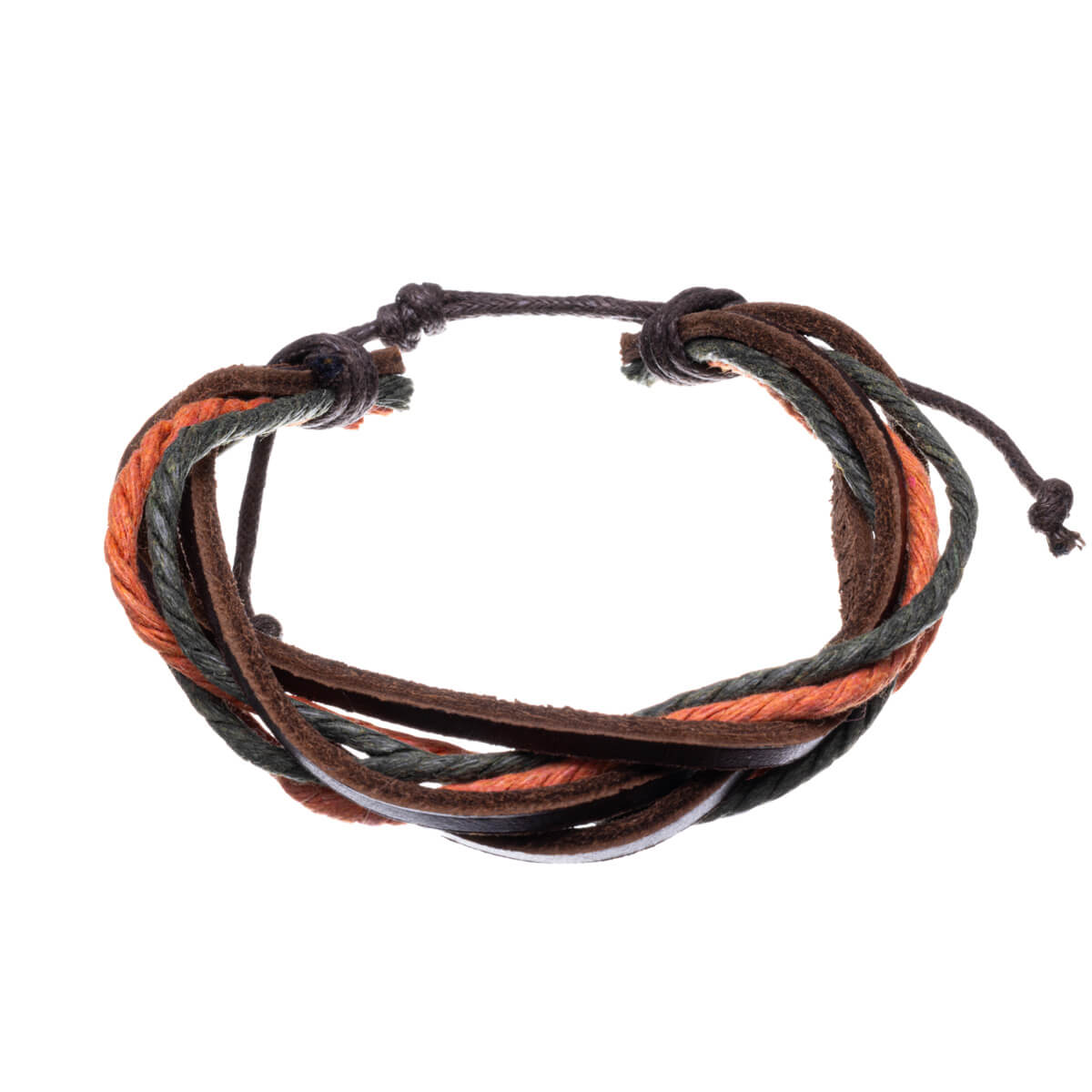 Adjustable seven-row leatherette cord bracelet