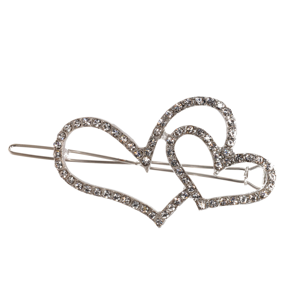 Rhinestone heart hair buckle 6,6cm 1pcs