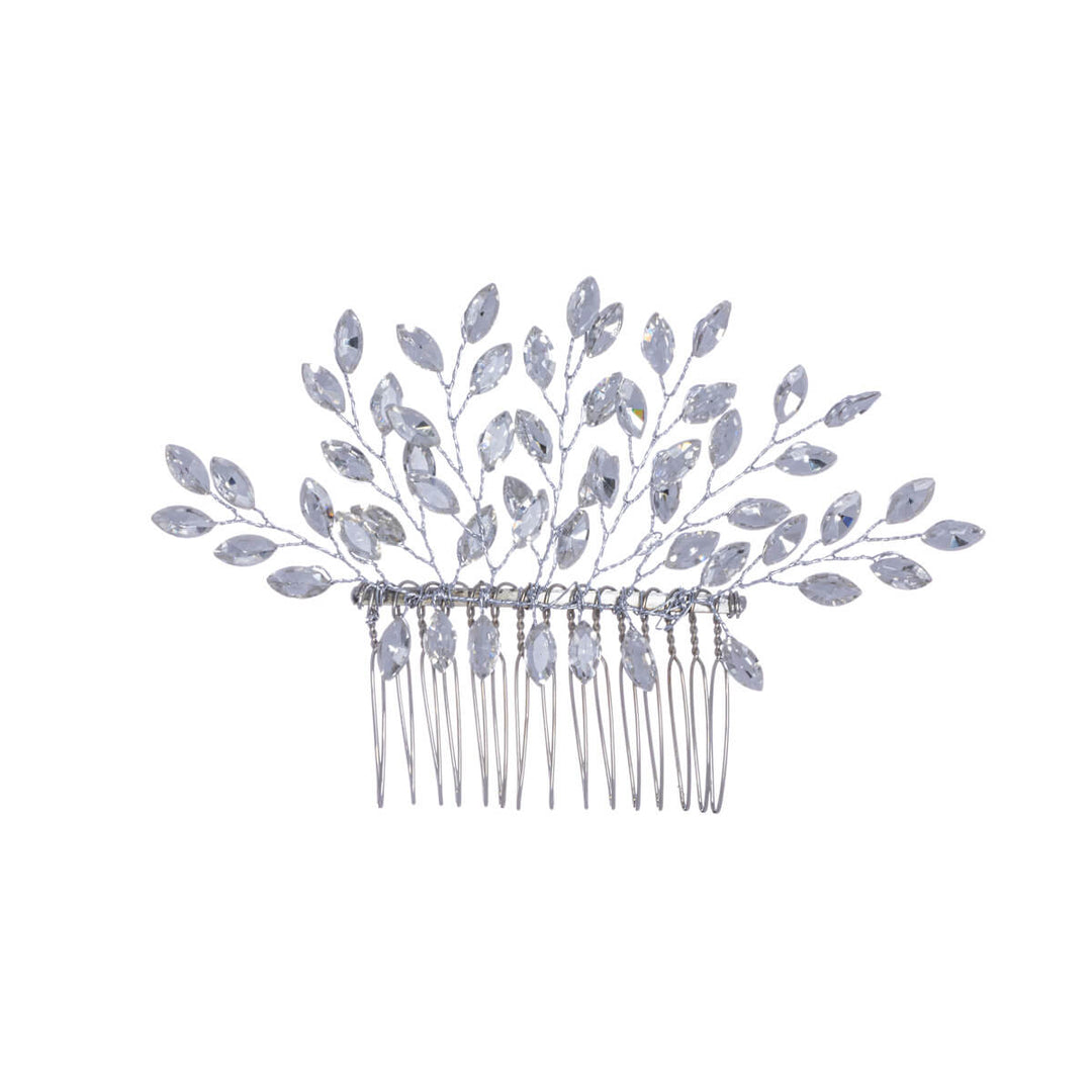 Ovals glass stones hairpin for side combing 1pcs (13cm x 8cm)