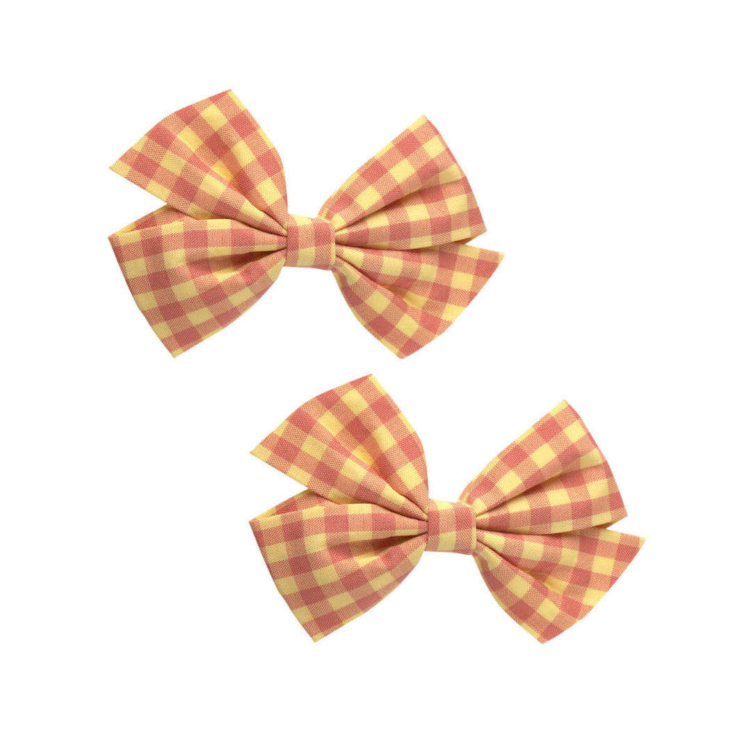 Checkered bow of hair clip 2pcs