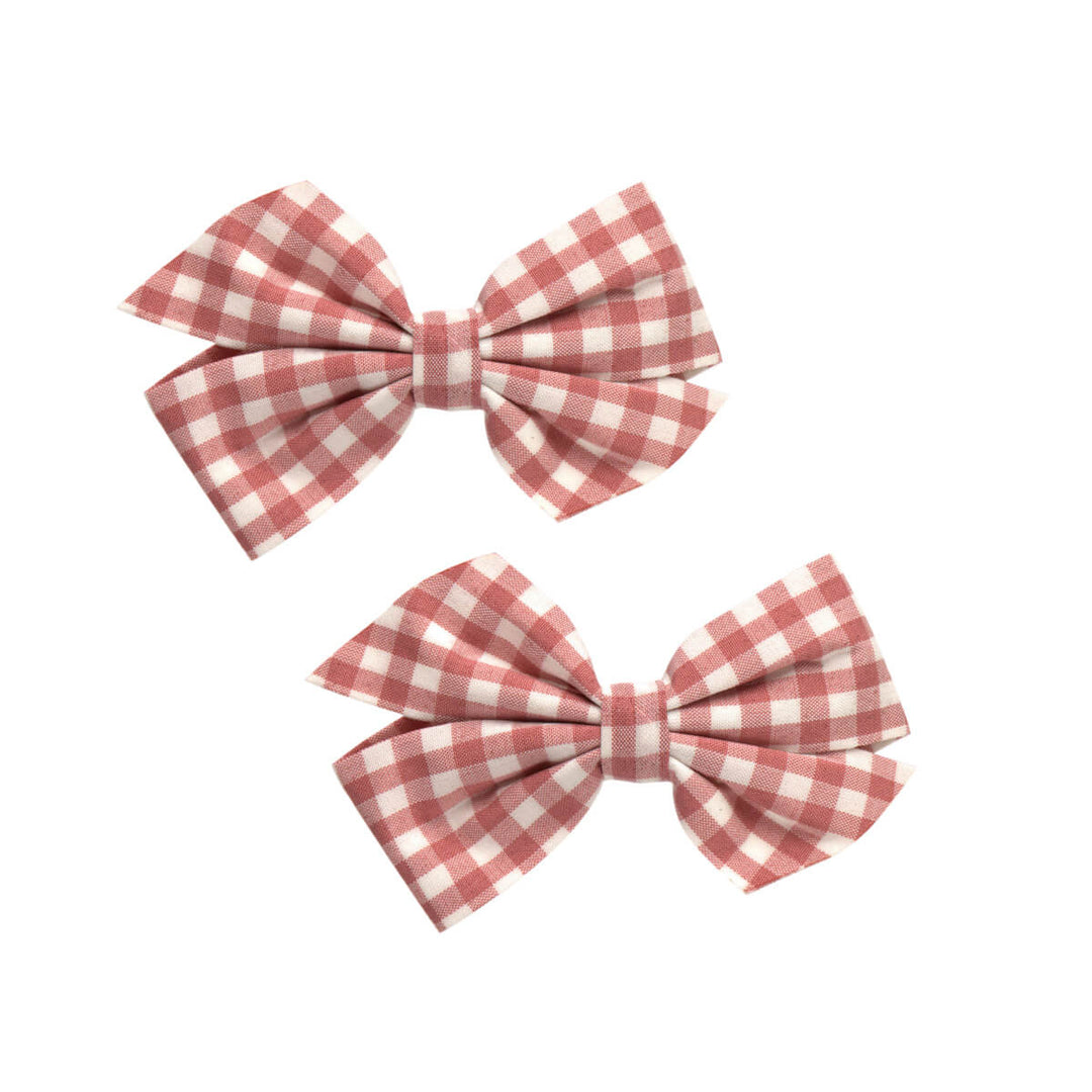 Checkered bow of hair clip 2pcs