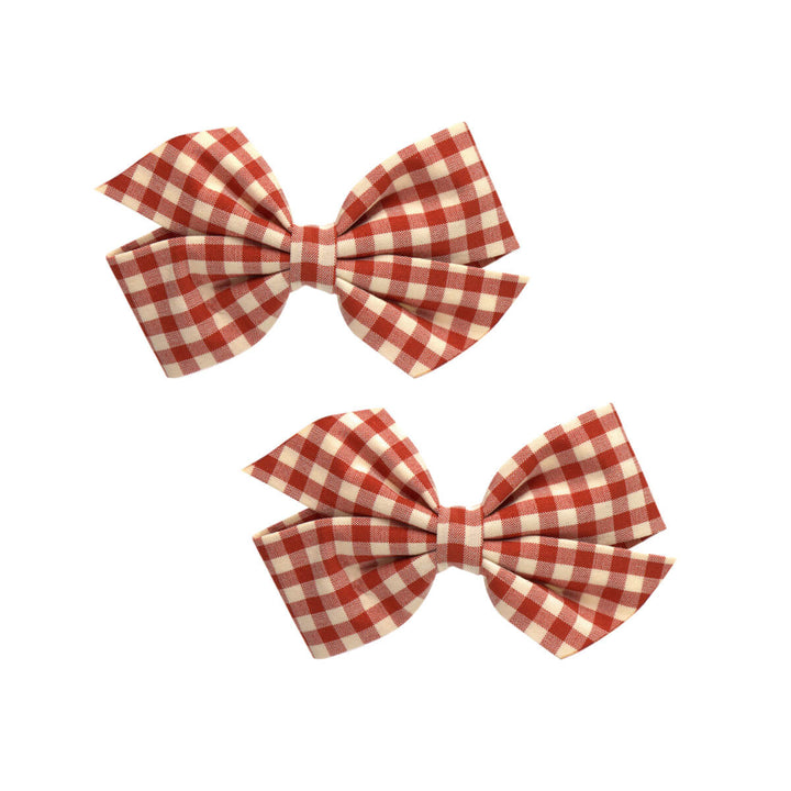 Checkered bow of hair clip 2pcs