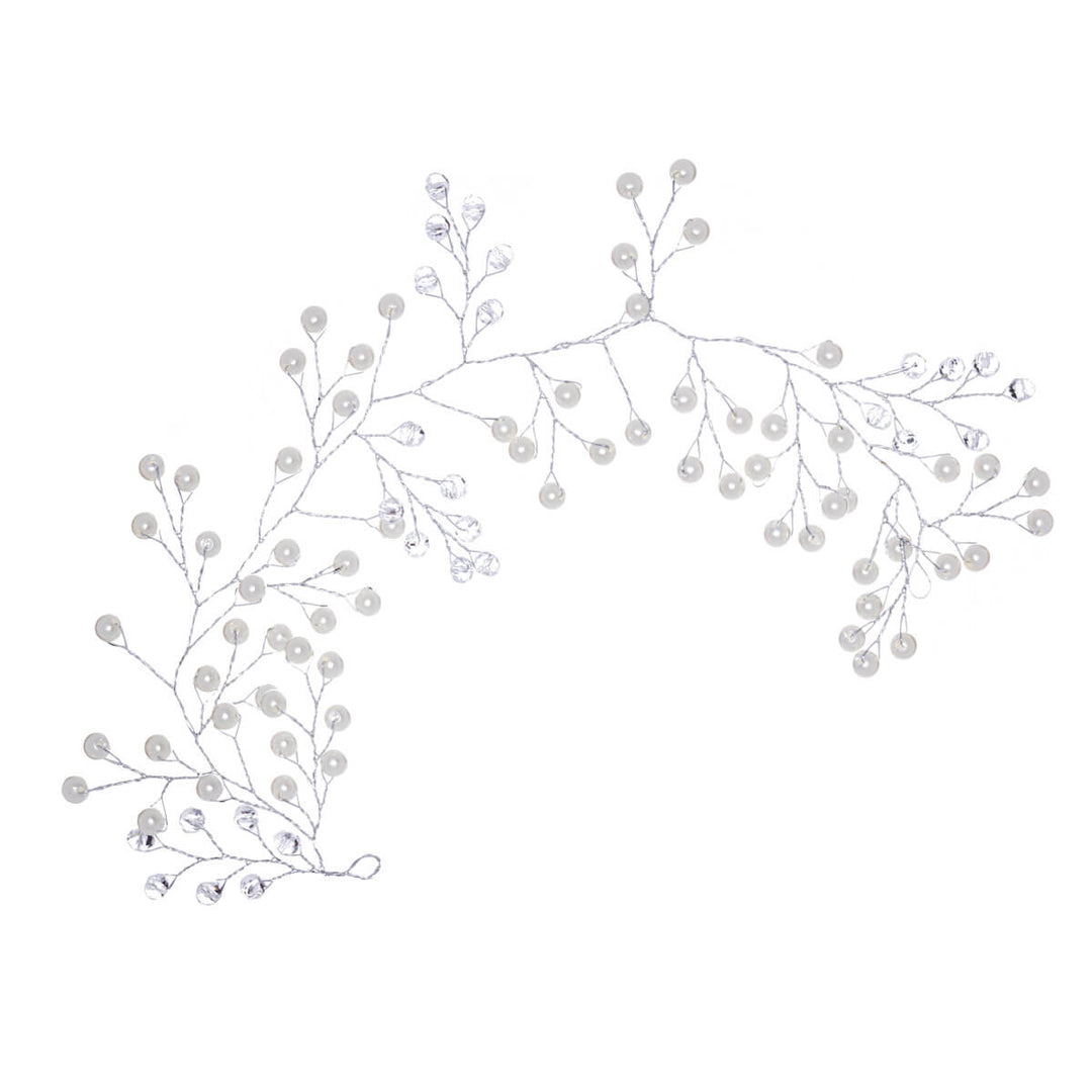 Shapeable hair ornament with beads and glass stones 28cm