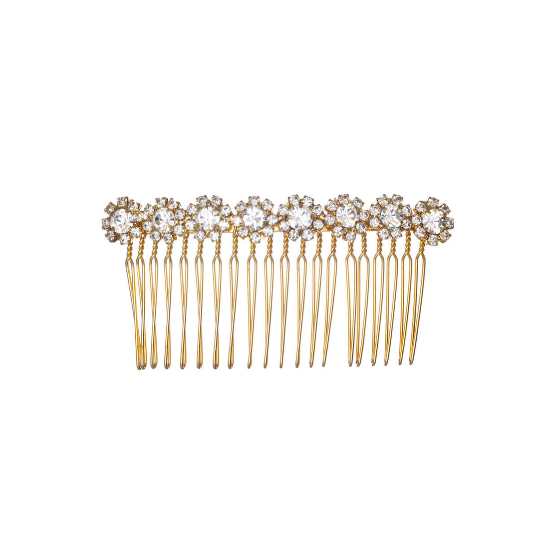 Strassblommig sidokam hårband (8cm x 4cm)