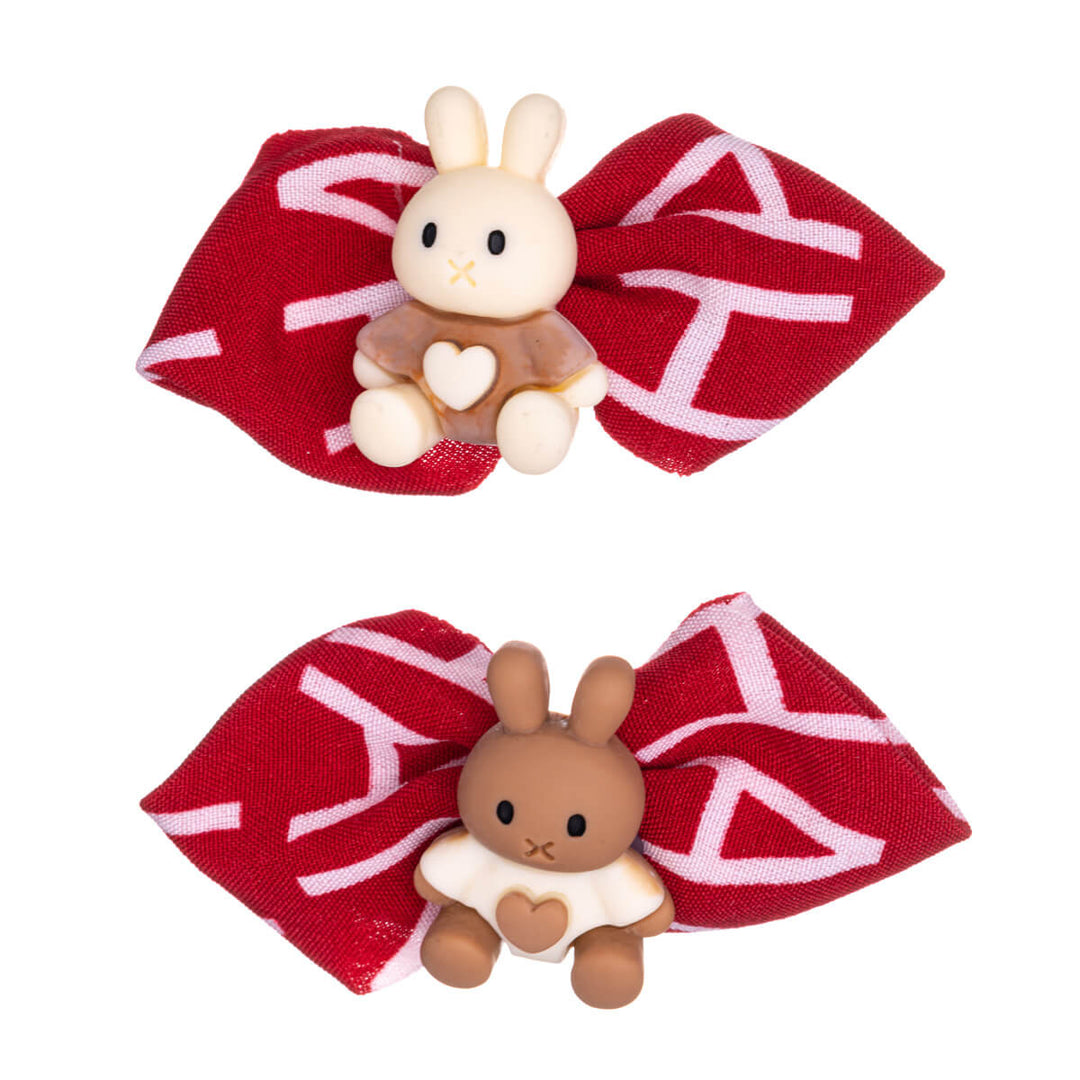 Children's hair clip with teddy bear and bow 2pcs