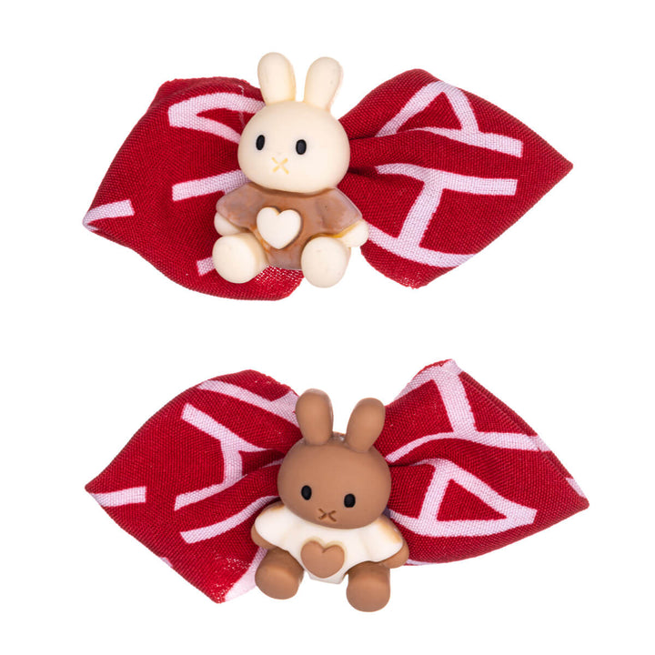 Children's hair clip with teddy bear and bow 2pcs