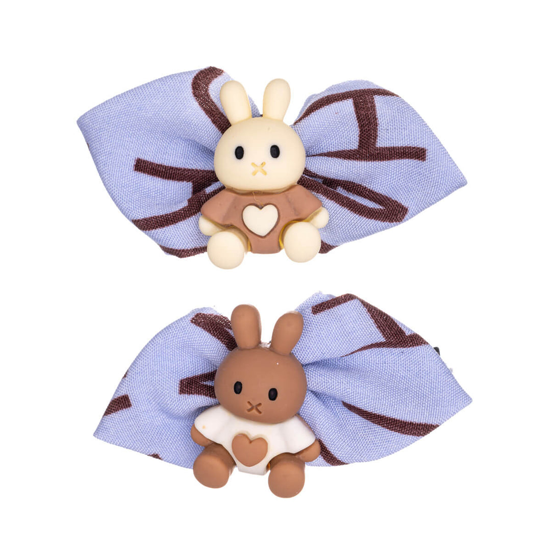Children's hair clip with teddy bear and bow 2pcs