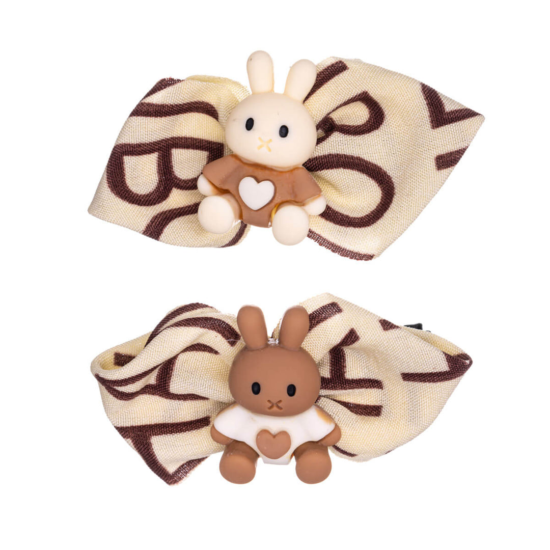 Children's hair clip with teddy bear and bow 2pcs