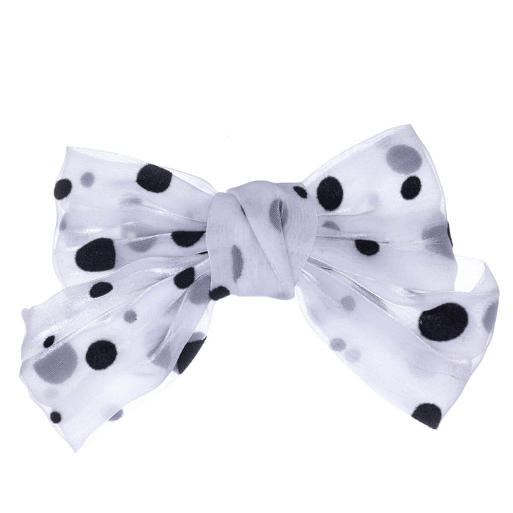 Polka dotted hair bow tie hair clip 15cm