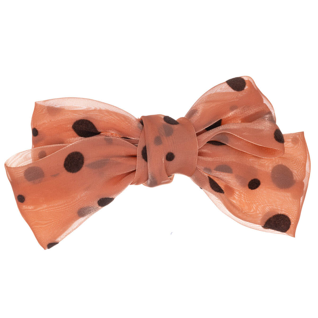 Polka dotted hair bow tie hair clip 15cm