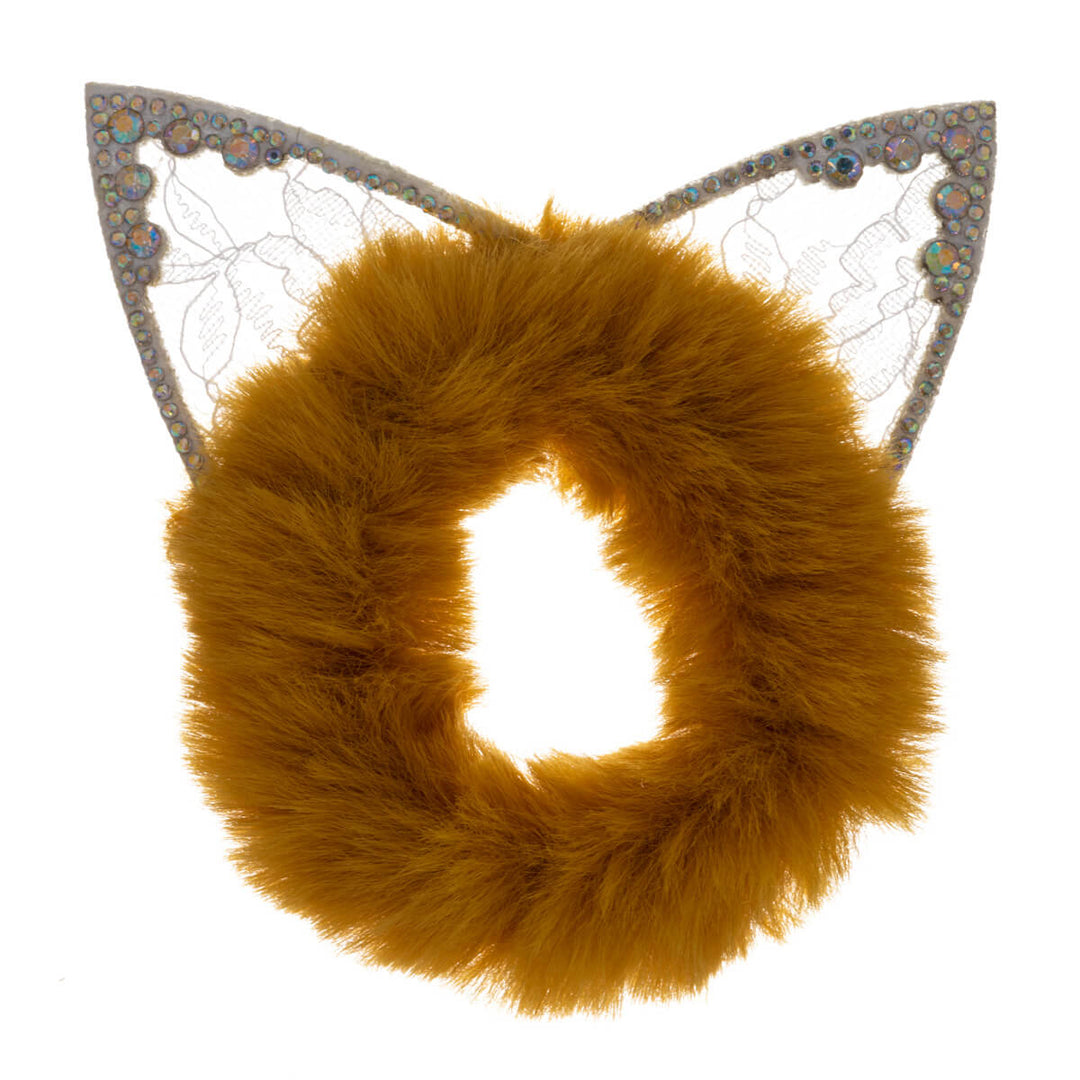 Fluffy scrunchie cat ears hairpin ø 9cm