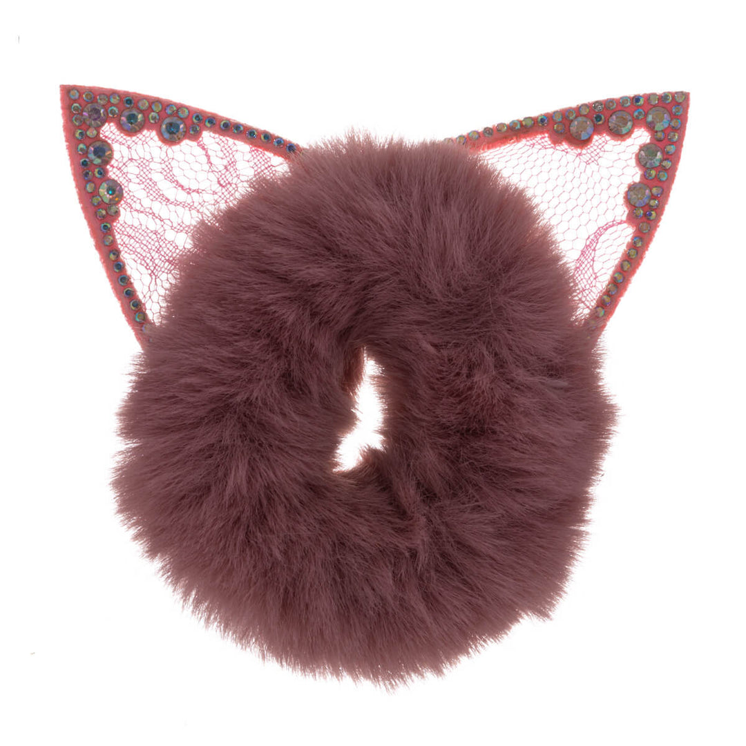 Fluffy scrunchie cat ears hairpin ø 9cm
